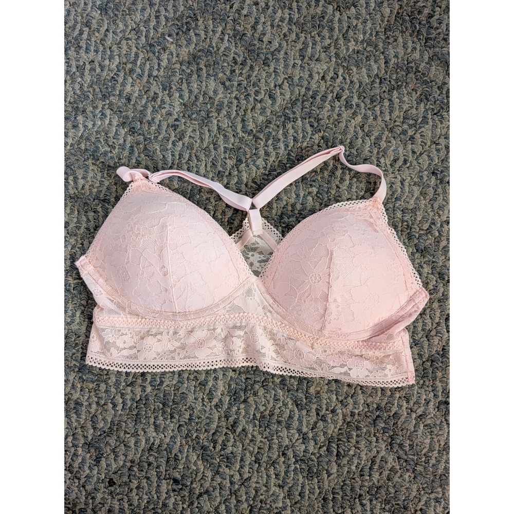 Victoria's Secret Pink Lace Padded Racerback Bralette Size Large L/G 11129782